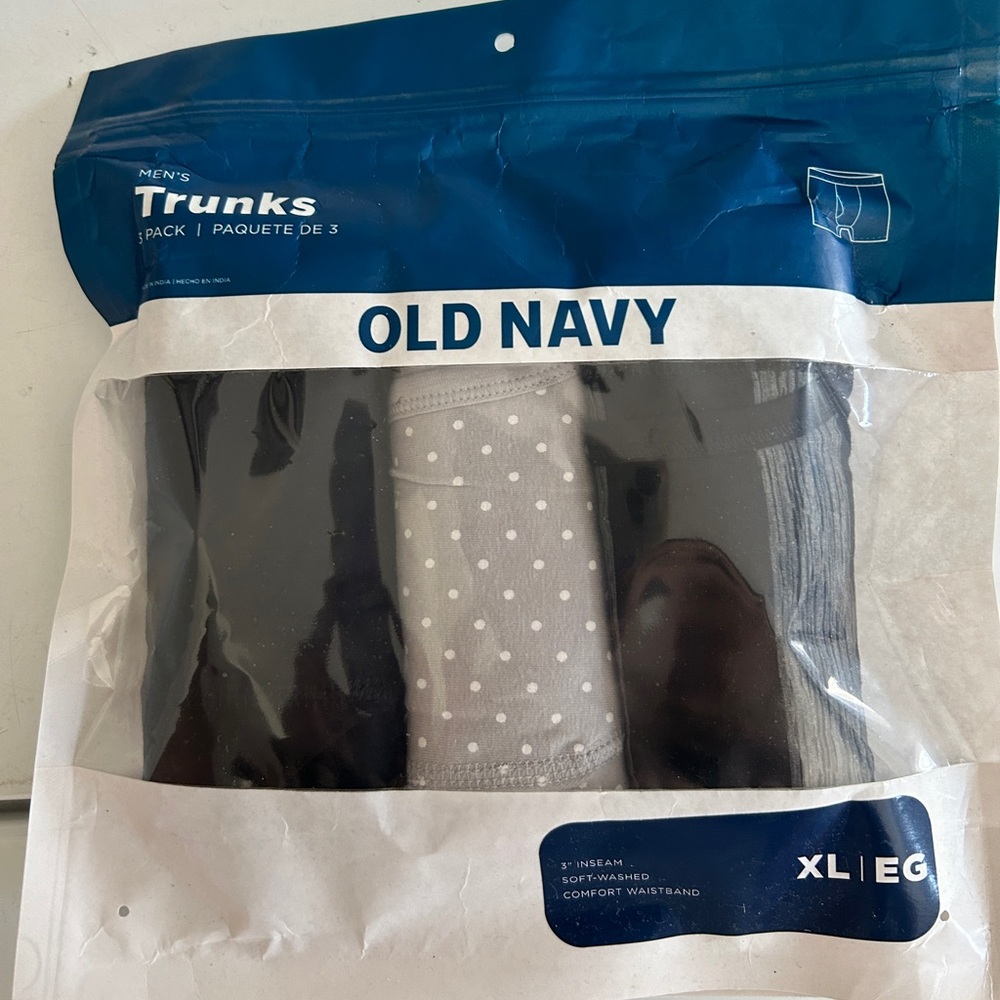 Old Navy men’s brief trunks. Size XL. never opened or worn. Ordered wrong size.